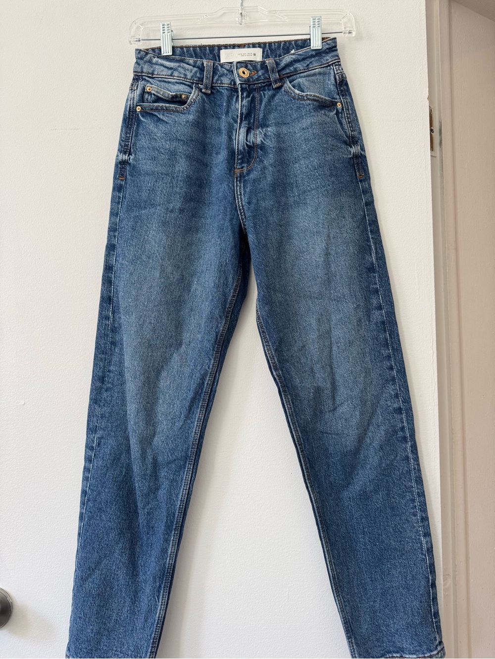 Zara Light Blue Denim Jeans with Orange Stitching